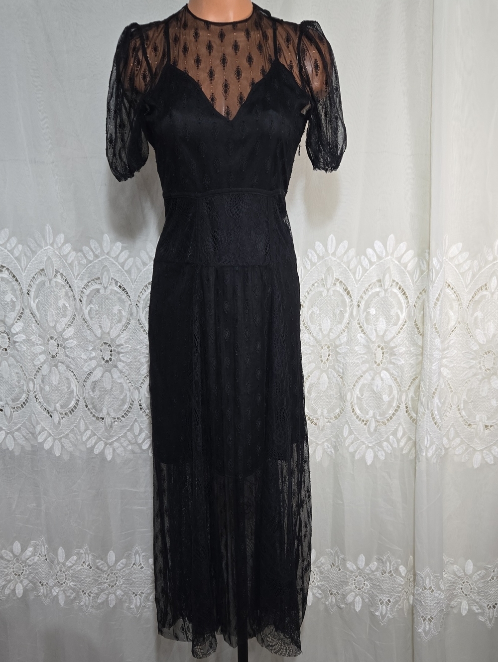 Maje Ramsey Black Lace Dress Size 1 (2-4)